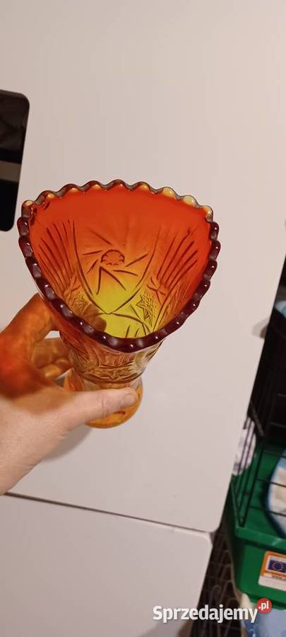 szklany wazon Rozety lata 70 te PRL 185 Poznań