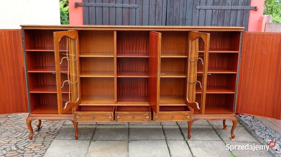 Piękna Biblioteka Witryna Komoda Orzech Ziębice
