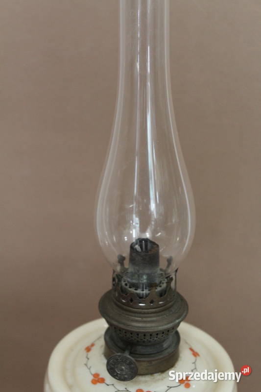 Mosiężna lampa naftowa z porcelanowym Antyki