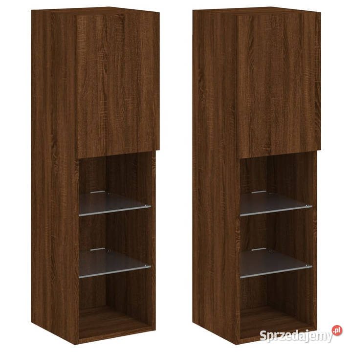 Szafki TV z LED 2 brązowy dąb 305x30x102 Warszawa sprzedam