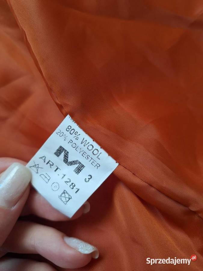 Przepiękny pastelowy koralowy płaszcz wełniany małopolskie Kraków