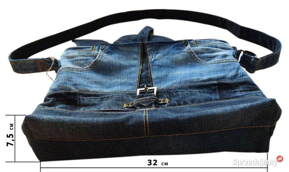 Torebka listonoszka jeans z fantazyjną klapką Torby i torebki Kraków sprzedam