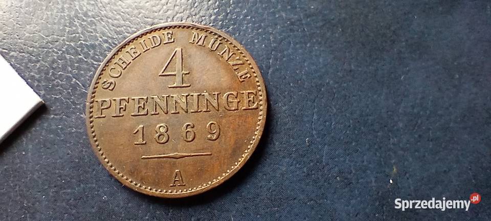 Stare monety 4 fenig 1869 A Niemcy Lesko sprzedam