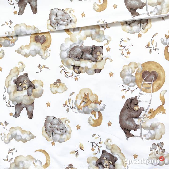 Bawełna Misie króliki Materiał na pościel dzieci Lublin sprzedam