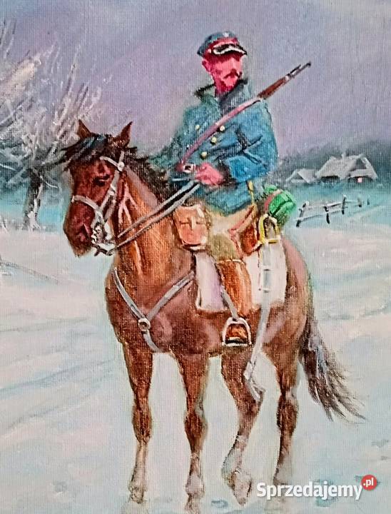 ULAN ZWIADOWCA OBRAZ OLEJNY NA PŁÓTNIE 44x34 dolnośląskie Jelenia Góra