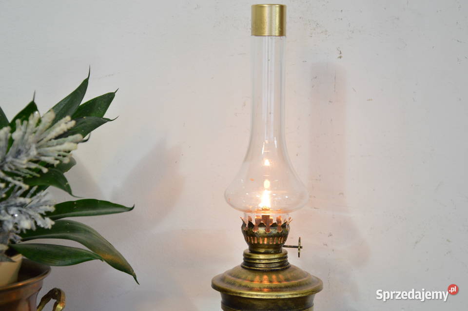 piękna cynowa LAMPA NAFTOWA stara