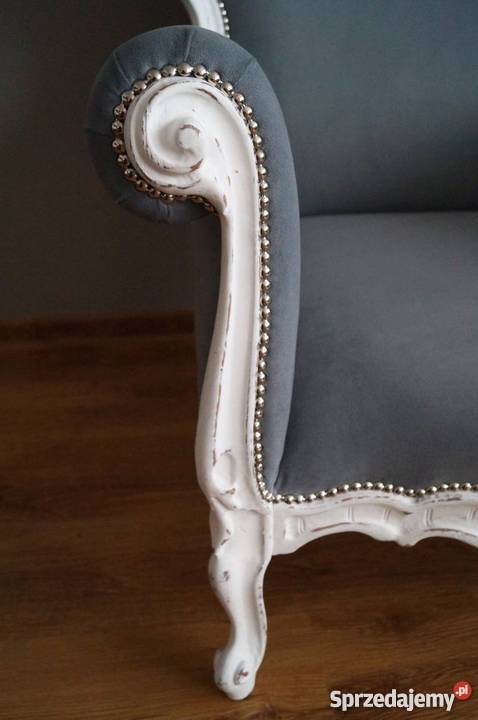 Fotel barokowy shabby chic szary Stalowa Wola