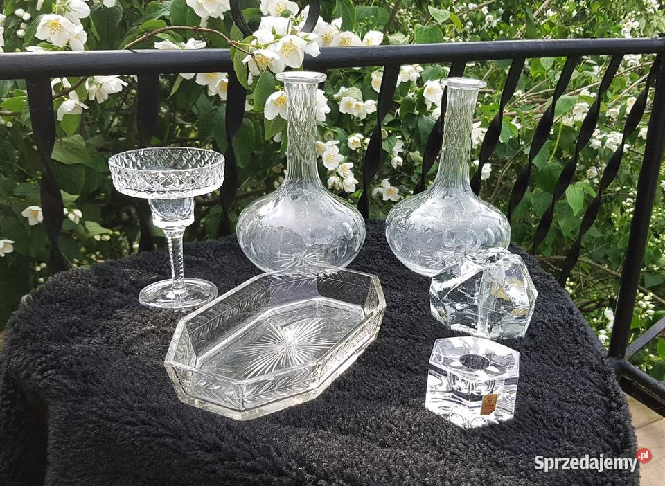 Kruształy świeczniki miseczka karafki