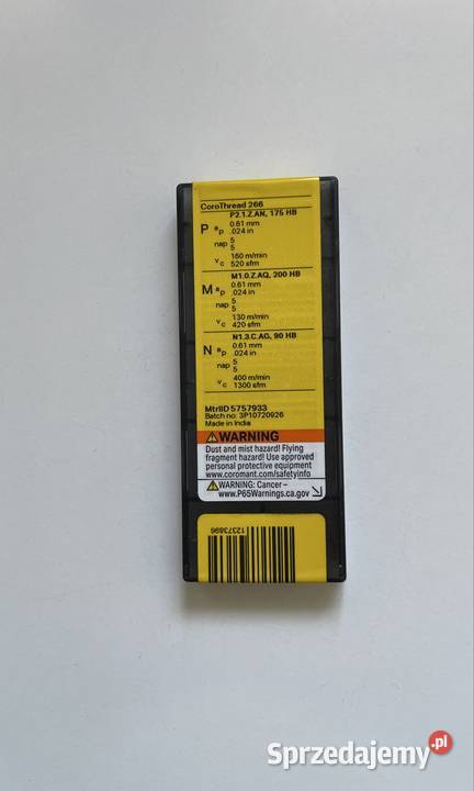 Płytki do gwintu 266RG16MM01A100M 1125 SANDVIK Czarnożyły