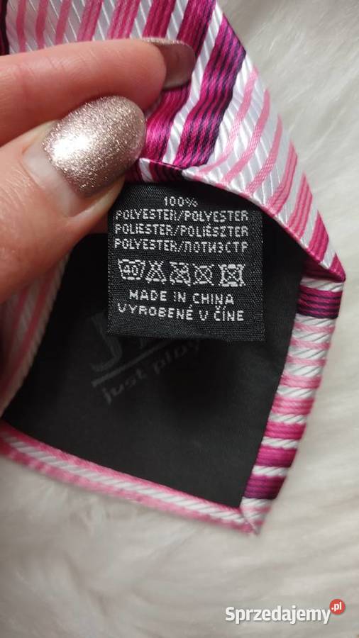 Krawat męski różowofuksjowy paseczki Just Play Krawaty Olkusz sprzedam