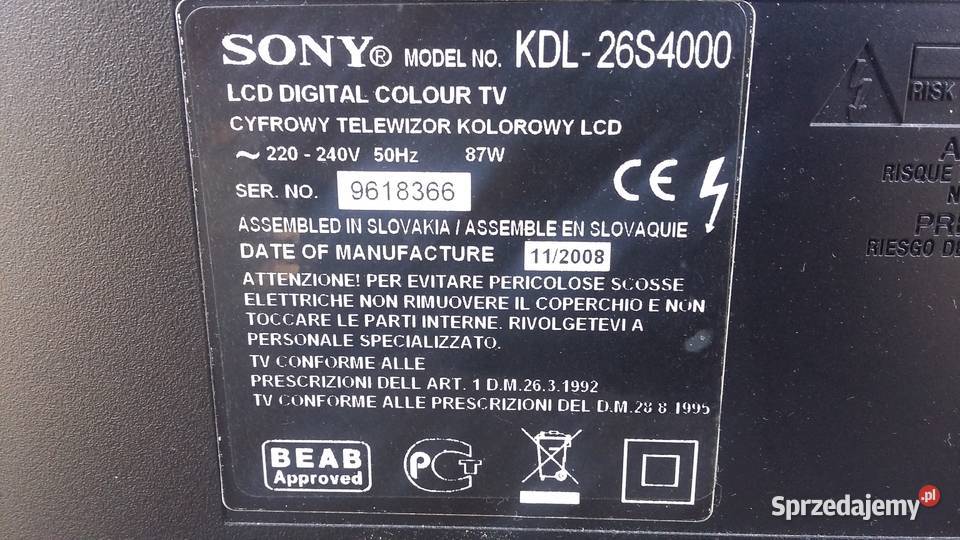Telewizor kolorowy Sony 26 uzywany Warszawa