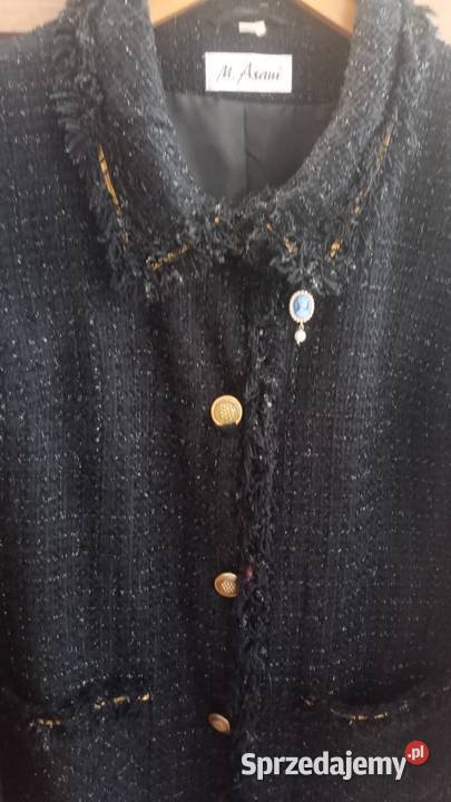 Płaszcz wiosenny czarny styl vintage żółty/złoty Kurtki i płaszcze Białystok