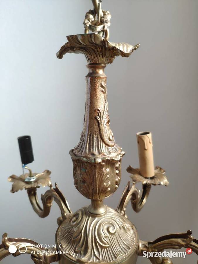 stary mosiężny brązowy francuski żyrandol