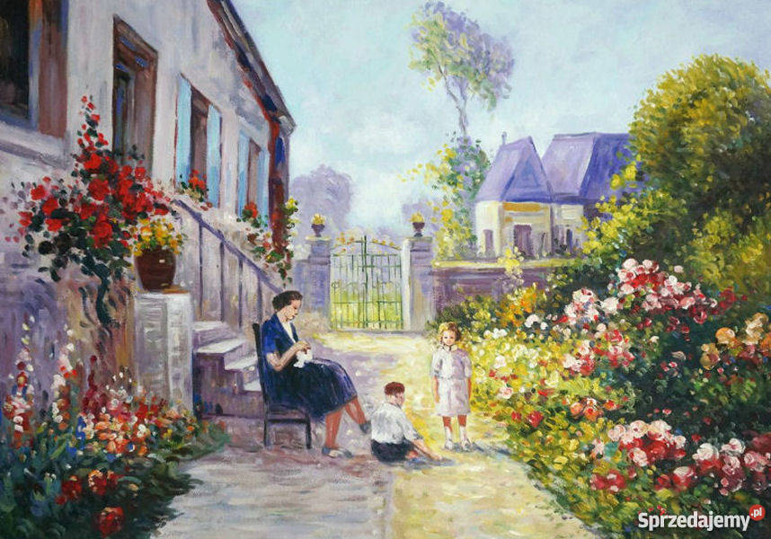 Obraz olejny W ogrodzie Edouard Cortes Do salonu Warszawa