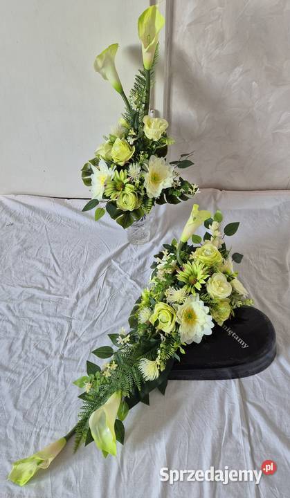 Dekoracja nagrobna w ozdobnym sercu z sentencją Pleszew