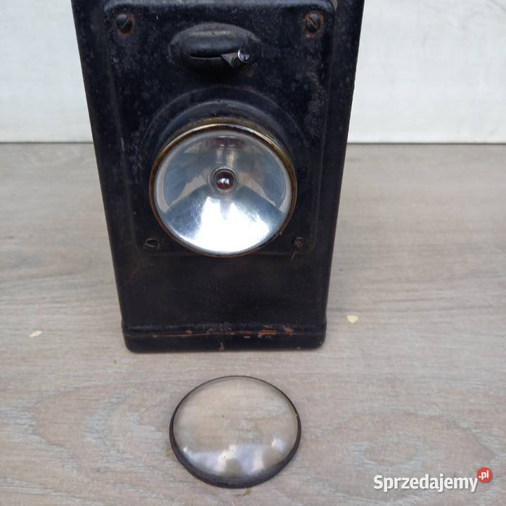 Stara lampa kolejowa wojskowa wypukła soczewka Warszawa