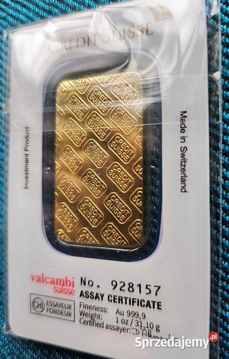 sztabka złota imitacja 1 uncja CREDIT SWISS Warszawa