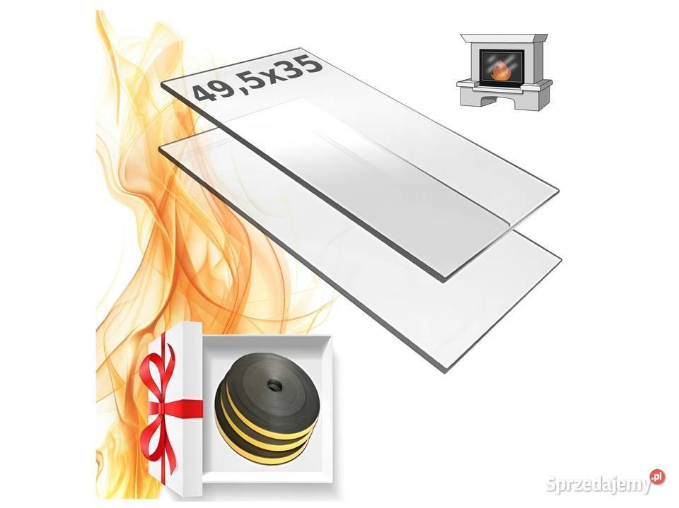SZYBA DO KOMINKA WYMIAR 495x35 SZKŁO ŻAROODPORNE małopolskie Skawina