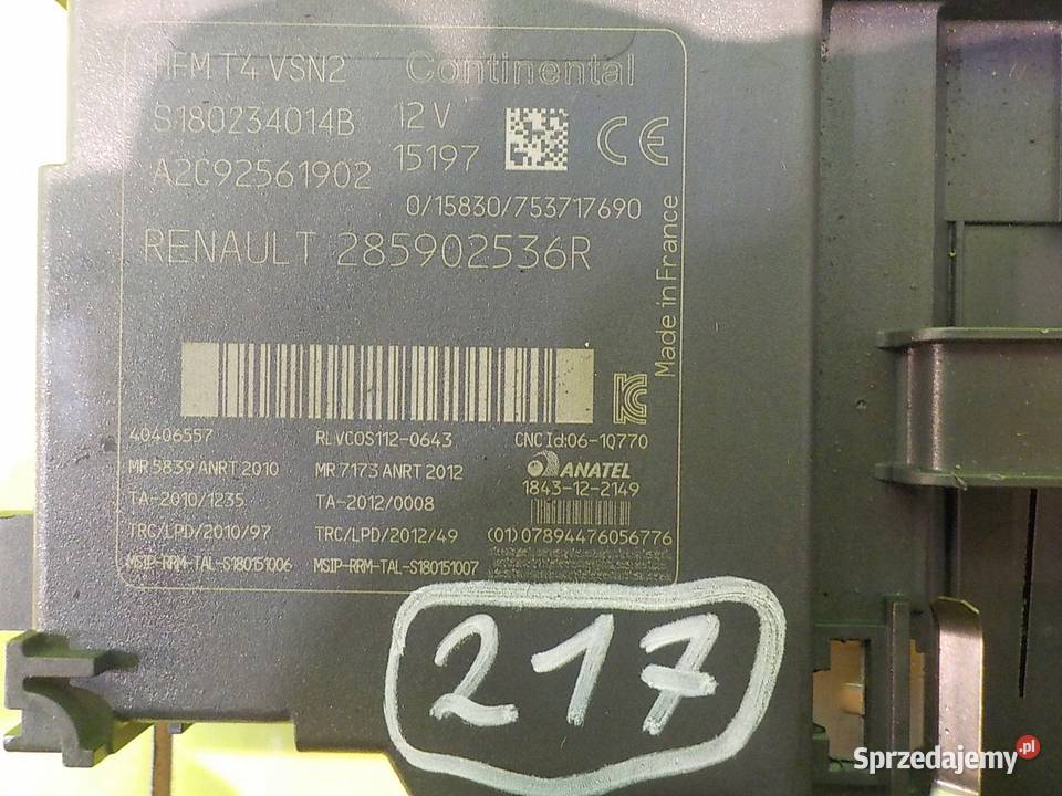 RENAULT CAPTUR I 15 DCI 15r 5D stacyjka czytnik osobowe Suków