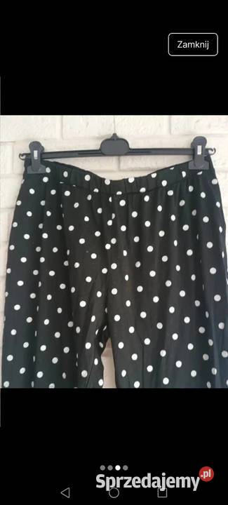 Leginsy czarne w białe grochy na gumce Krosno