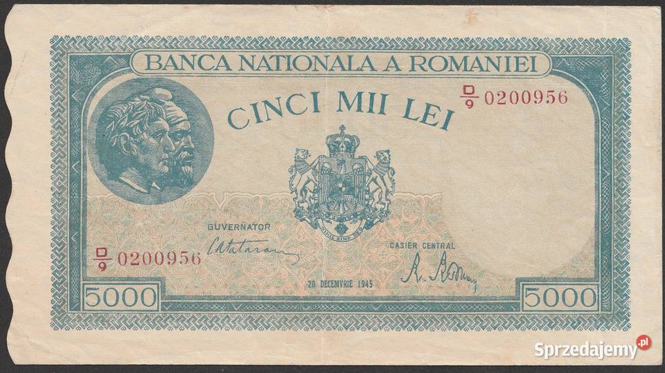 RUMUNIA 5000 LEI 1945 D9 łódzkie Łódź