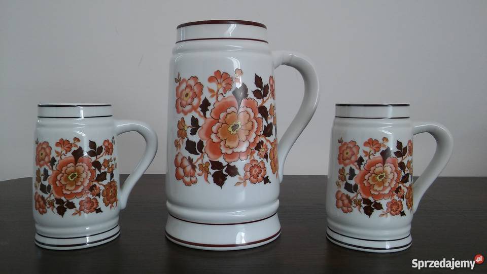 Porcelanowe kufle LIPPELSDORF 1877 GDR zestaw Tarczyn sprzedam