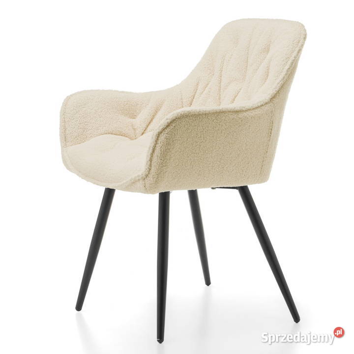 Krzesło Tapicerowane Siena Jasnobeżowe Boucle 58cm Tarchały Małe