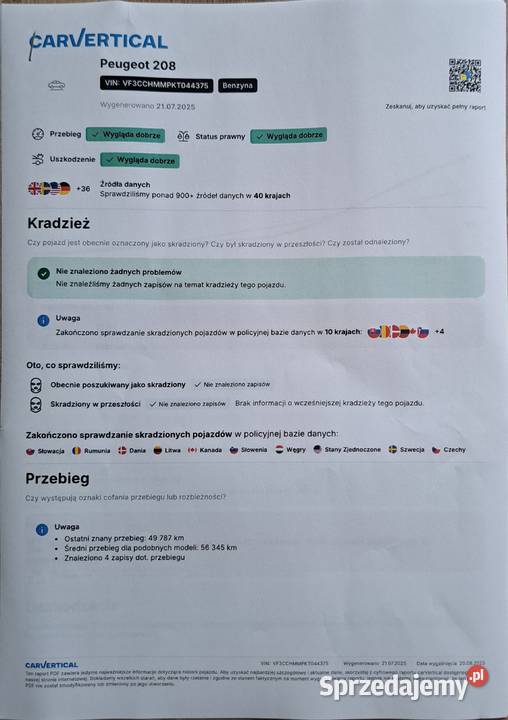 Peugeot 208 benzyna 2019r 84200 klima serwis Rok produkcji 2019 Bielany