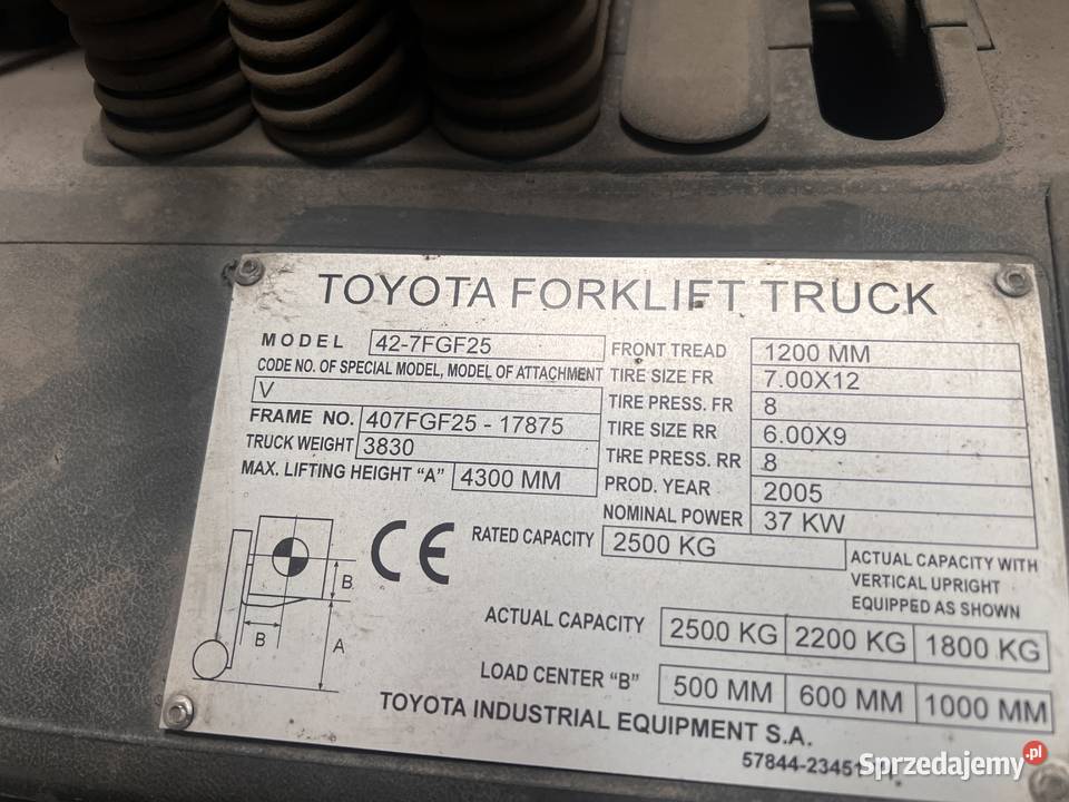 Wózke widłowy Toyota 427FGF25 gaz Częstochowa