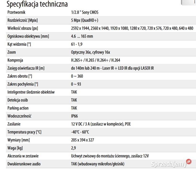 Monitoring POE Kamera PTZ Rejestrator 36x Zestaw Wrocław sprzedam