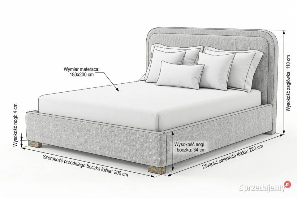 MARCUS łóżko 180x200 piękny zagłówek pojemnik