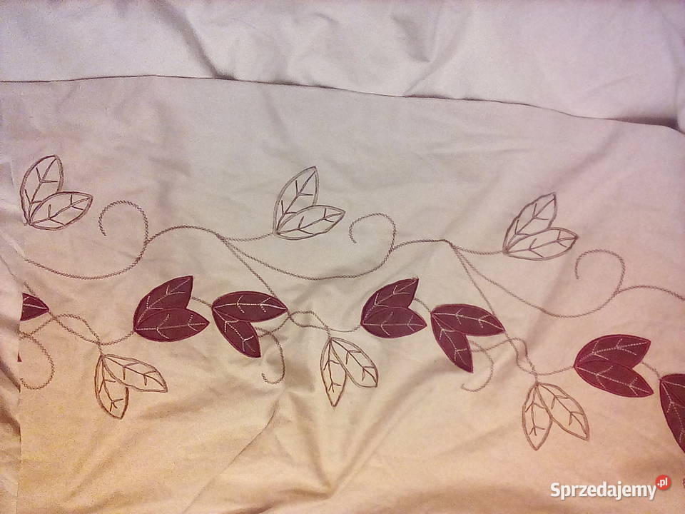 Zasłona z motywem roślinnym kolor jasny brąz