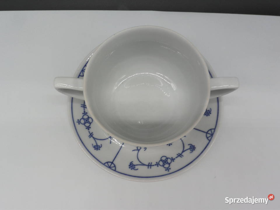Porcelanowa bulionówka ze spodkiem Wzór Słomkowy Raszków