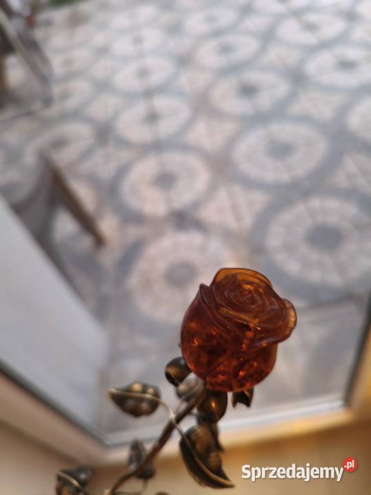 Róża Bursztyn Srebro Vintage