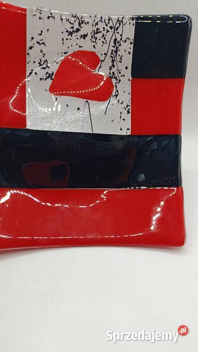 Talerz szklany do serwowania szkło artystyczne Zamość