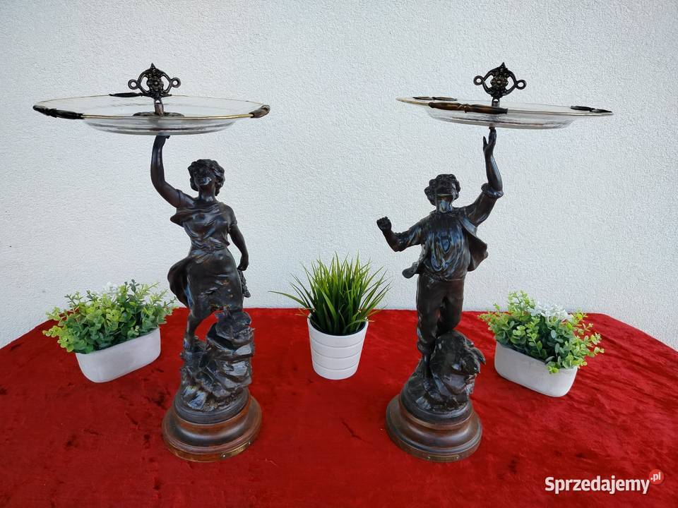 Piękny komplet starych figuralnych pater Antyki Kęty