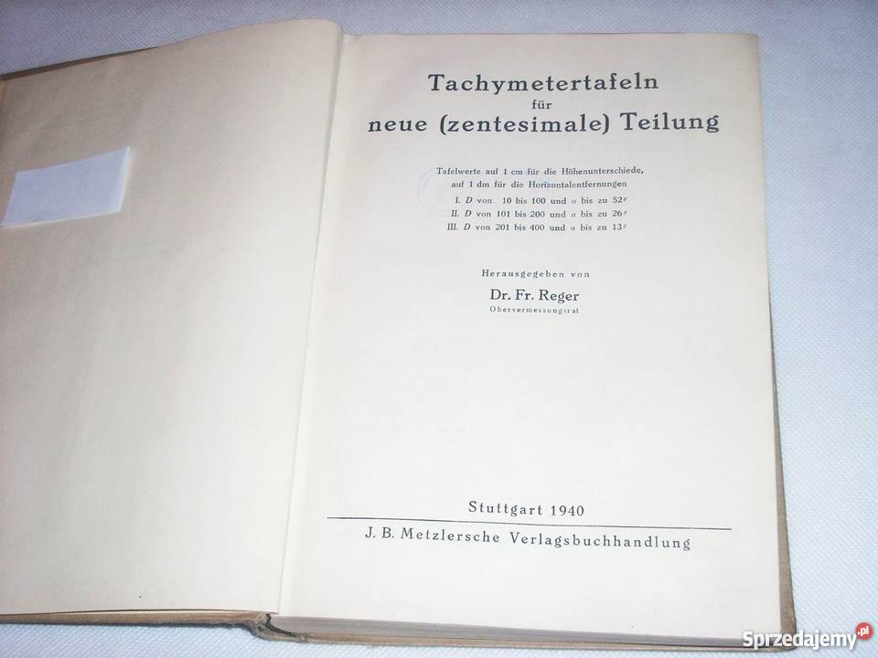 Tachymetertafeln Tablice tachimetryczne 1940 r Lesko