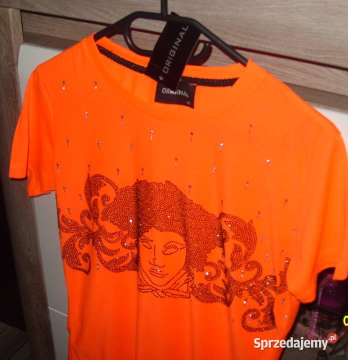 Neonowy pomarańcz bluzeczka T SHIRT z twarzą Inny wzór Rawicz