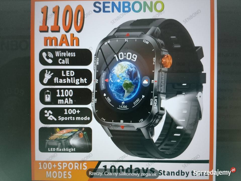 Smartwatch Fitness Tracker czarny z akumulatorem Zgierz