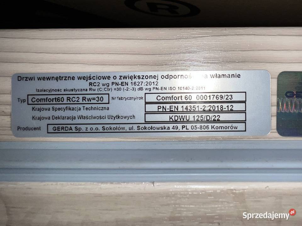 Drzwi GERDA Comfort 60 RC2 90Z Lewe Jasny Wenge Kraków