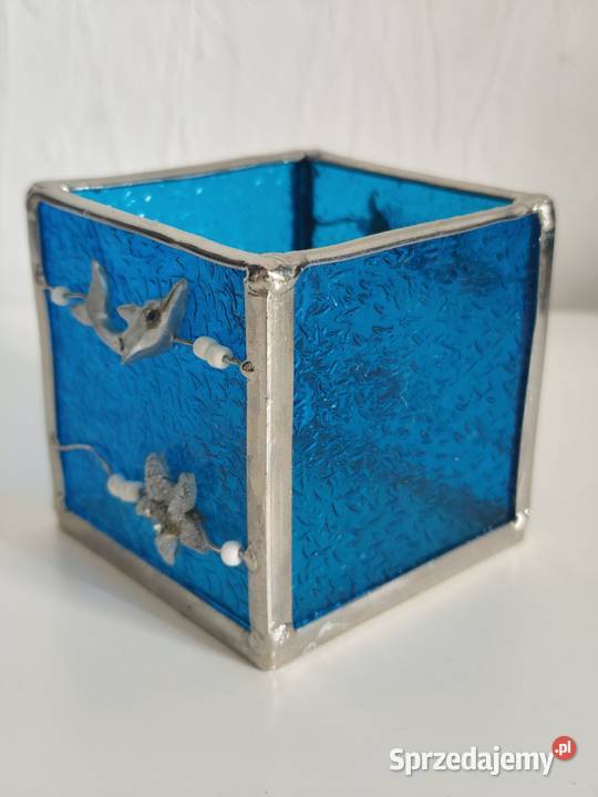 Szklany lampion witrażowy motyw morski Tiffany łódzkie Poddębice sprzedam