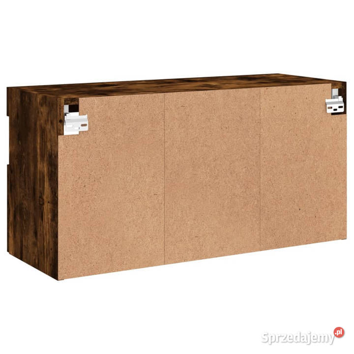 Ścienna szafka TV z LED przydymiony dąb 80x30x40