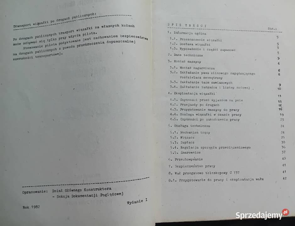 Wiązałka ciągnikowa Z005 Wc5 instrukcja obsługi