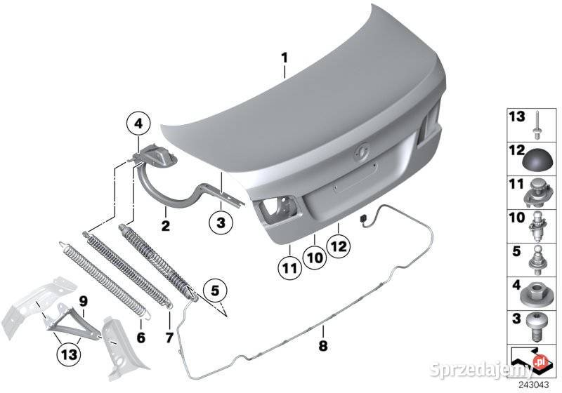 Zawias pokrywy bagażnika prawy BMW 41627204238