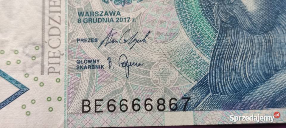 Kolekcja Banknot 50 2017 Ciekawy numer 6óstki Numizmatyka Kolekcje Pruszków