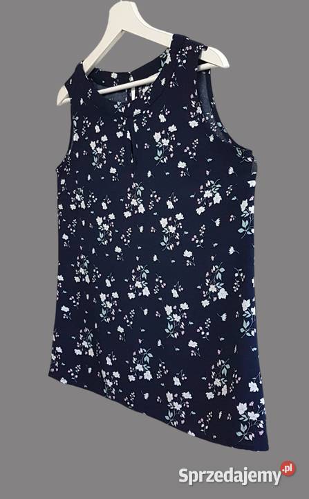 Damska bluzka granatowa w kwiaty na ramiączkach Chrzanów sprzedam