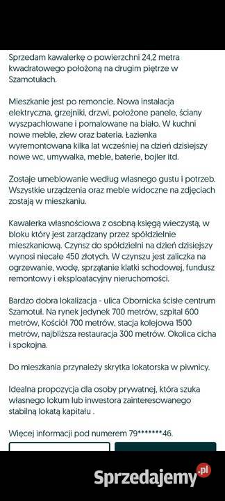 Mieszkanie Szamotuły kawalerka remoncie w blok Sprzedaż