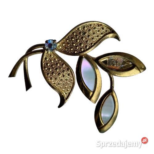 VINTAGE STARA BROSZA MACICA PERŁOWA LATA 60 pozłacane śląskie Częstochowa sprzedam