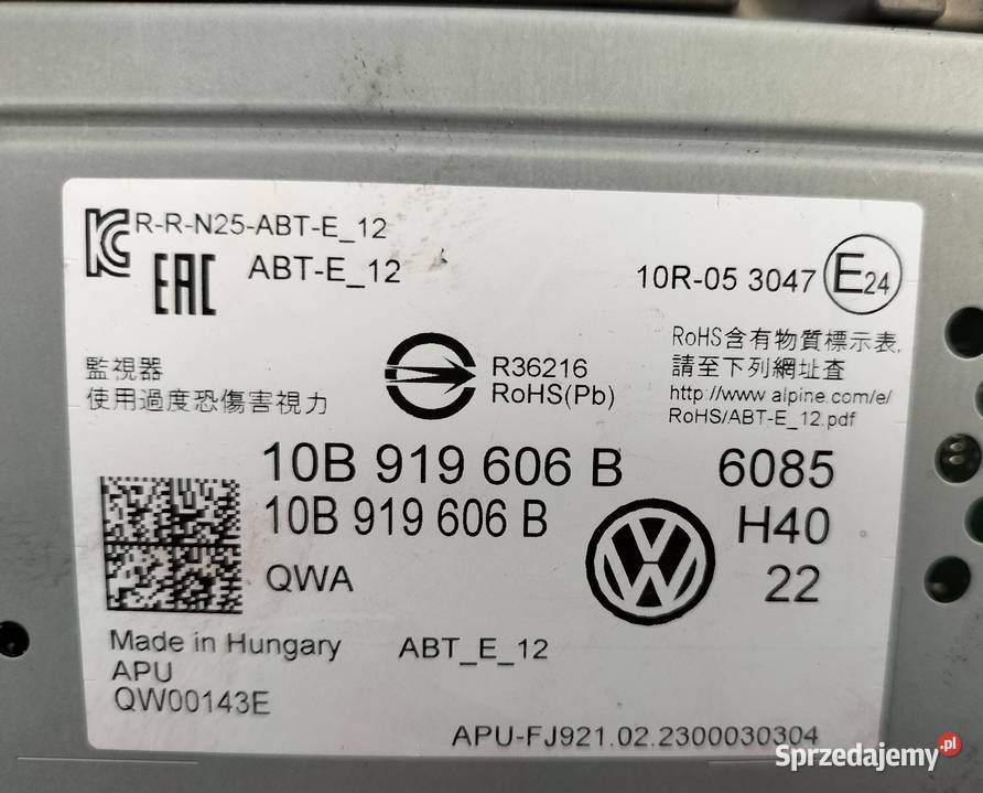 VW ID3 ID4 wyświetlacz ekran nawigacji Leszno