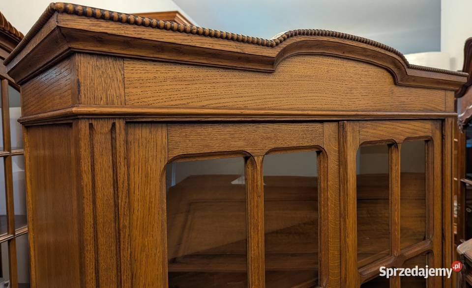 ładna dębowa bibliotekawitryna secesyjnasklep śląskie Dąbrowa Górnicza